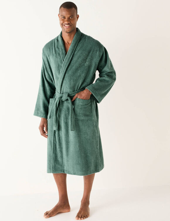 Peignoir mixte adulte col châle éponge bouclette (eucalyptus) Peignoir mixte adulte col châle éponge bouclette (eucalyptus)